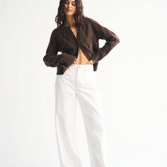 Abercrombie and Fitch High Rise Wide Leg Jean white size 32 long NWT - Picture 6 of 13